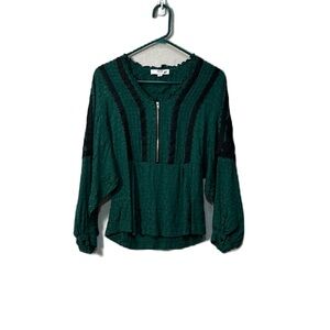 Koche Collective Jacquard V-Neck Zip Long Sleeve Blouse Size 36 or S